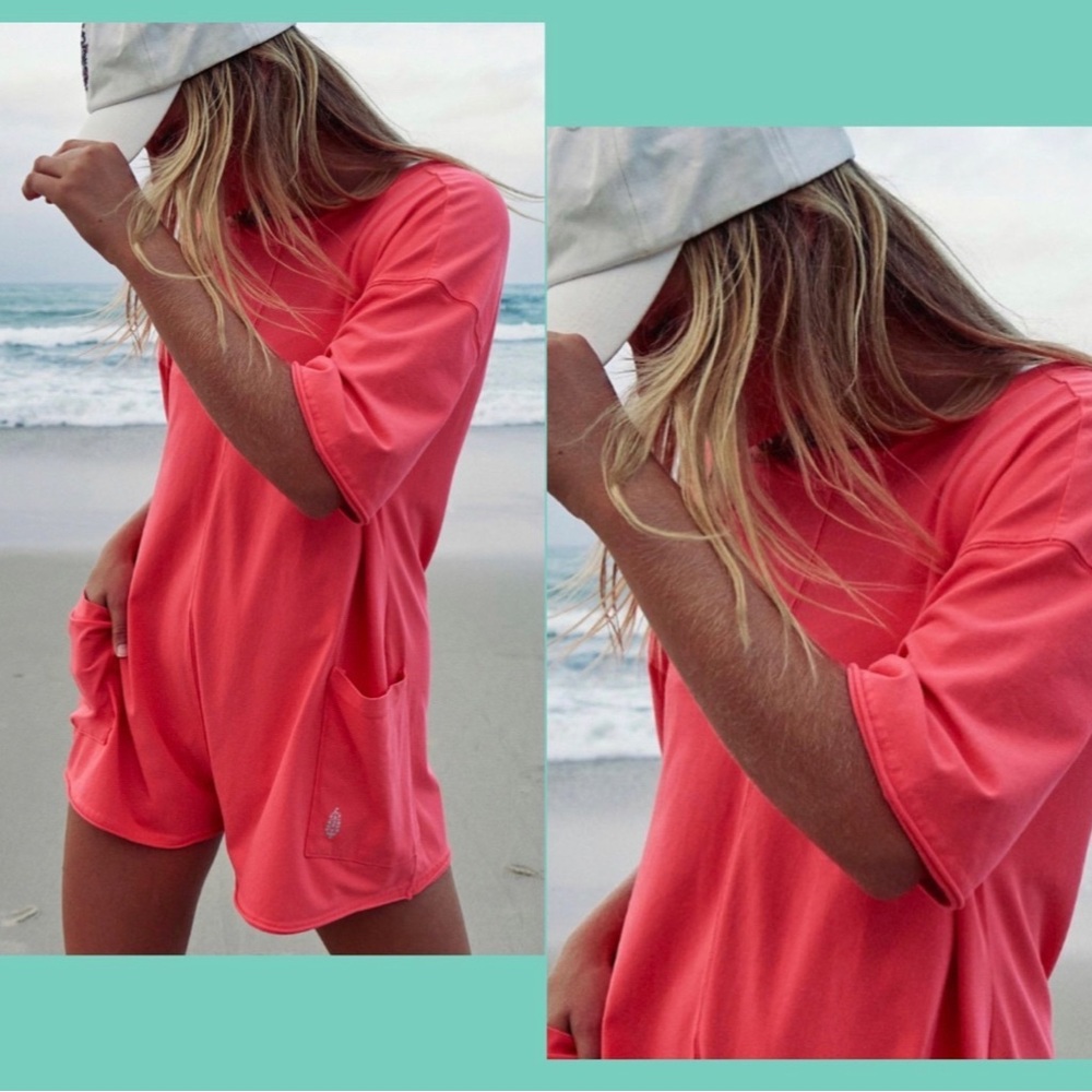 Free People, Size Large, HOT SHOT, Romper, Electric Sunrise, Short Sleeve, NWT! - Picture 14 of 15
